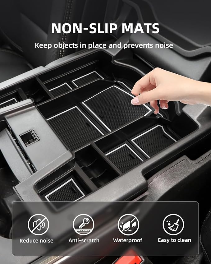 Center Console Organizer for 5th Gen 2025 2024-2019 Ram 1500 2500 3500(Full Console w/Bucket Seats Only), ABS Storage Box, Middle Console Tray Organizer, Insert Container Pallet-White
