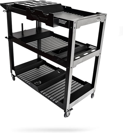 Adam's Polishes Professional Detail Cart Powder Coated Metal Car Detailing Cart for Garage | Storage Space, Rolling Premium Locking Casters, Polisher Holders, Heavy Duty Workshop, Detailers Garage