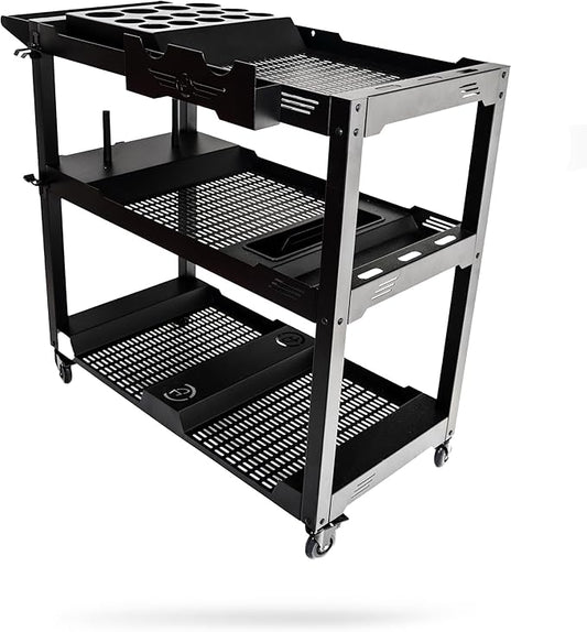 Adam's Polishes Professional Detail Cart Powder Coated Metal Car Detailing Cart for Garage | Storage Space, Rolling Premium Locking Casters, Polisher Holders, Heavy Duty Workshop, Detailers Garage