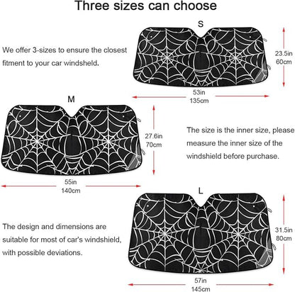 Halloween Spiderweb Windshield Sun Shade for Car Auto SUV Truck Foldable Front Window Sunshade Sun Visor Protector Block UV Rays Reflect Heat, 55" x 28"
