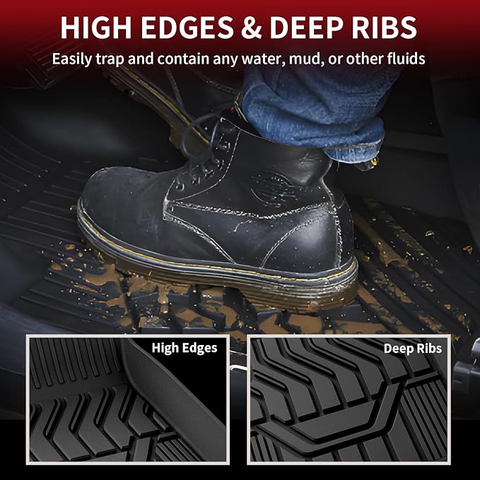 LASFIT Floor Mats for Nissan Altima 2026 2025 2024 2023 2022 2021 2020 2019, Custom Fit All Weather Durable TPE Floor Liners for 2019-2026 Altima S/SL/SR/SV/Platinum 1st & 2nd Row Car Mats,Black