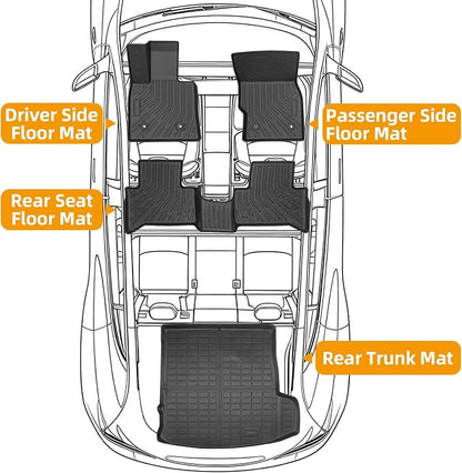 Floor Mats for Alfa Romeo Stelvio & Stelvio Quadrifoglio 2018-2025, Floor Mats for Stelvio Base Ti Veloce, 2 Row Floor Mats & Cargo Mat(with Subwoofer), TPE Anti-Slip Stelvio Mats Accessories