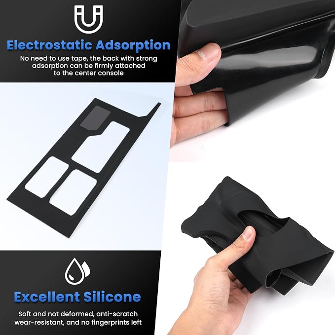 Autorder Central Control Gear Shift Panel Trim Cover for 2022 2023 2024 2025 2026 Toyota Tundra/Sequoia Accessories,Silicone Dashboard Gear Shift Cover Panel for Scratch & Dust Resistant - Black