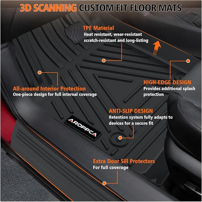 All Weather Car Floor Mats Cargo Liner with Backrest Mat for GMC Acadia 2017-2023 (Only Fit 6 Seats), TPE Rubber Liners Full Set with Door Sill Protectors Automotive Mats for 2023 Acadia Accessories