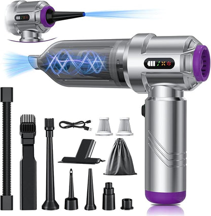 Cordless Vacuum Cleaner - 22000PA Handheld Car Vacuum, 4-in-1 Portable Mini Air Duster Rechargeable, 3-Speed Small Powerful Gadgets & Gifts, for Home, Office, Mattress, Carpet, Pet (Silver)