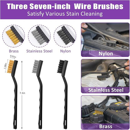 Windshield Cleaner Tool, 17Pcs Car Interior Detailing Kit, Detailing Brush, Towels, Duster, Car Cleaning Kit Interior for RVs, Truck, Trailer (Purple)
