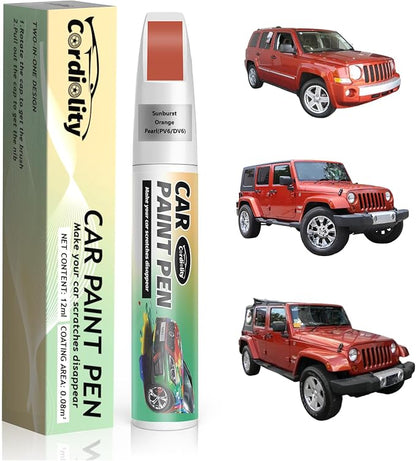 Car Touch Up Paint Sunburst Orange Pearl(PV6/DV6) for Jeep, Color Accurate Car Scratch Repair Remover Pen Fix Auto Paint Chips and Nicks