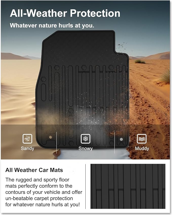 KIWI MASTER Floor Mats for 2009-2018 Dodge Ram 1500 Quad Cab, 2019-2024 Ram 1500 Classic Quad Cab, Custom Fit All Weather Car Mats, Heavy Duty TPE Floor Liners, Front & Rear 2 Row, Black