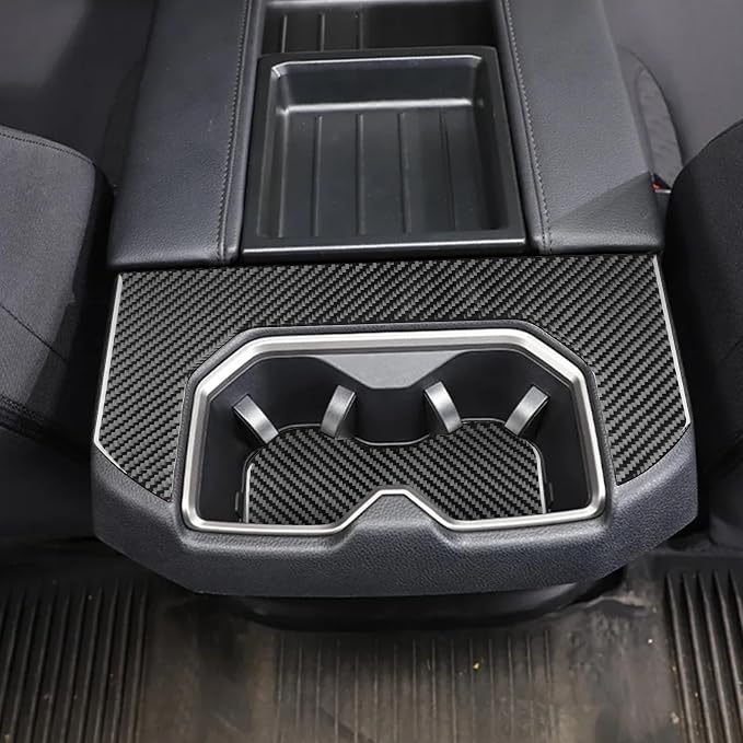 NVCNX Real Premium Carbon Fiber for Toyota Tundra 2022-2026 / Sequoia 2023-2026 2024 2025 Truck Pickup SUV Center Console Armrest Cup Holder Cover Interior Trim Accessories Overlay Sticker Decal 2PCs