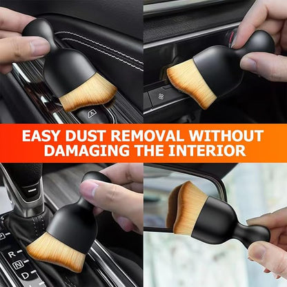 Blilo Car Interior Detailing Brush with Dust Cover, Auto Soft Hair Cleaning Brushes, Scratch Free Curved Dirt Collectors, for Vehicle Dashboard Air Conditioner Vents Leather(Red/Blue)