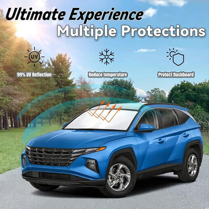 Windshield Sun Shade for Hyundai Tucson 2022 2023 2024 2025 2026, Car Front Window Sunshade with 240T Sun Visor Protector Blocks UV Rays Heat Sun Shield Accessories
