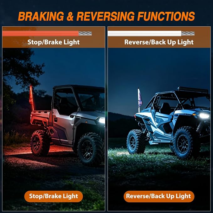 Nilight LED Whip Light 1PC 2FT Spiral RGB Antenna Whips with Spring Base, App/Remote Control DIY Chasing Patterns Brake & Reverse Lights for Side by Side ATV UTV RZR Can-Am Buggy Jeep