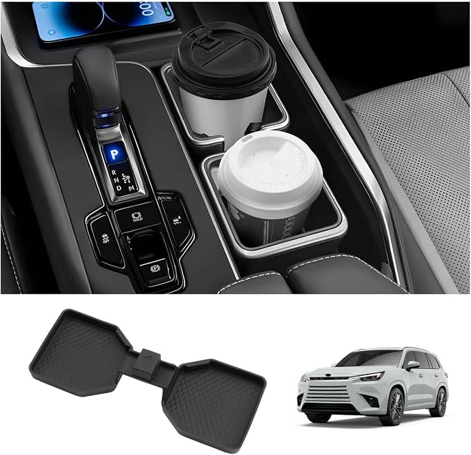 LUWU 2025 2026 TX350 Center Console Cup Holder Compatible with 2024 2025 2026 Lexus TX350/TX500/TX550 Accessories Premium Silicone Cup Holder Mat Spill-Proof, Easy Install & Clean, Black