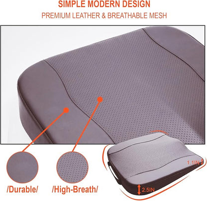 Lofty Aim Car Seat Cushion, Comfort Memory Foam Car Cushions for Driving - Sciatica & Lower Back Pain Relief, Driver Seat Pillow for Auto, Office Chair, Wheelchair - Classic Brown