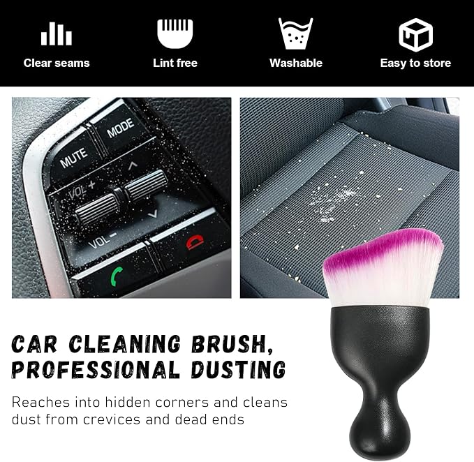 Ziciner 2 PCS Car Detailing Brush, Curved Soft Bristles Auto Removal Dust Collectors, Universal Vehicle Dashboard, Air Conditioner Vents etc Interior Cleaning Tool Accessories (White/Red)