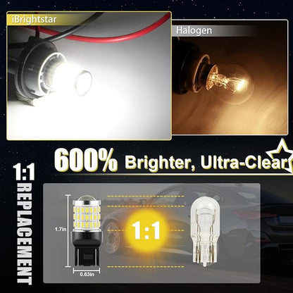 iBrightstar 7443 LED Bulb White, 7440 LED Reverse Light Bulbs Super Bright for Backup Lights Tail Lights Parking Lights, 2 Pack