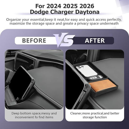 LUWU for 2025 Charger Dashboard Storage Tray 2024 2025 2026 Charger Daytona R/T Scat Pack 12.3-inch Behind Screen Organizer Center Console Display Box Dash Tray Charger 2026 (Only for 12.3" Screen)