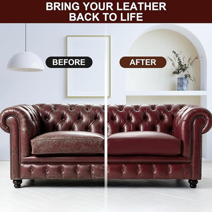 STARTSO WORLD Leather Recoloring Balm, Maroon Leather Repair Kit for Furniture, Leather Dye, Leather Color Restorer for Couches, Leather Couch Paint | Repair, Restore & Renew Old, Faded Leather