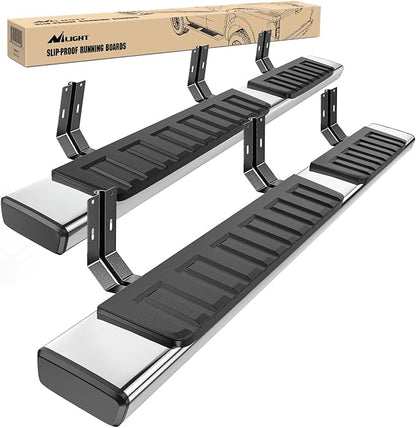 Nilight Running Boards for 1999-2016 Ford F250 F350 Super Duty/Extended Cab 2 Full-Size Door & 2 Half-Size Door 6 Inch Side Step Nerf Bars Stainless Steel