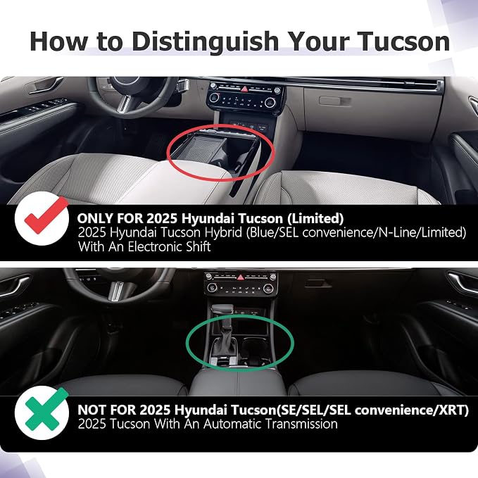 LUWU 2025 Tucson Accessories for 2025 2026 Hyundai Tucson Hybrid [Electronic Shift] Center Console Organizer Armrest Storage Box Armrest Console Organizer Insert Tray Black(NOT FOR 2025 SEL/SE/XRT)