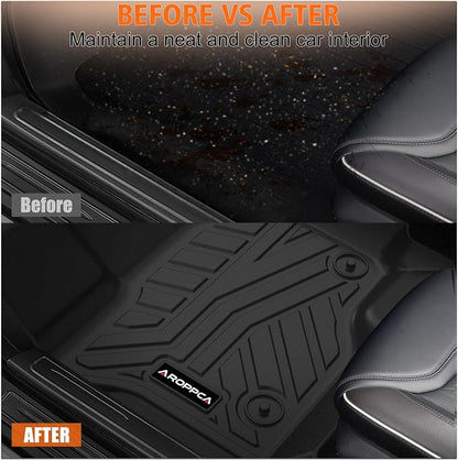 All Weather Car Floor Mats for Ford F150/F-150 2015-2025 SuperCrew Cab (Includes 22-24 Lightning Models), TPE Rubber Floor Liners Anti-Slip Full Set Automotive Mats for 2025 Ford F-150 Accessories