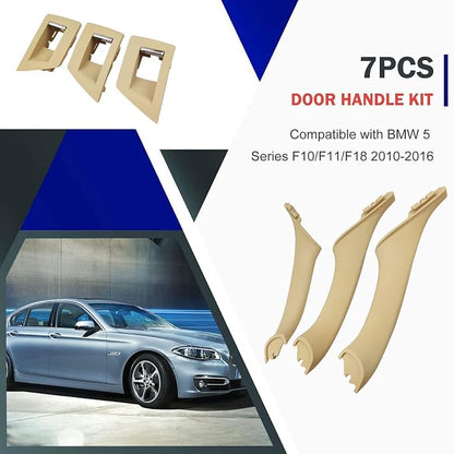 Door Handle Cover Kit for BMW 5 Series 520 523 525 528 530 535 F10/F11/F18 2010-2016, Driver & Passenger Side Window Switch Armrest Trim for Left-Hand Drive Models (Beige)