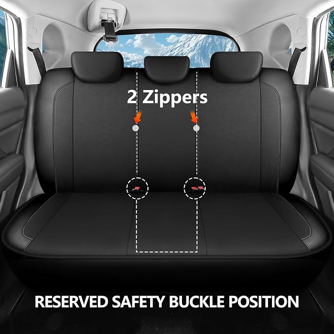 HChengkikz Car seat Covers Full Set, Waterproof Neoprene Seat Covers, Airbag Compatibable, Universal Automotive Comfort Protection for Most Cars, Trucks, SUVs (Black)