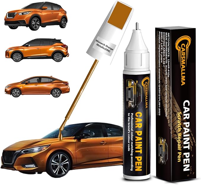 EBB Monarch Orange Metallic Car Touch Up Paint for Nissan, Color Accurate Car Paint Scratch Repair Pen Kit Quick & Easy Fix Vehicle Chips and Automotive Nicks Scuff