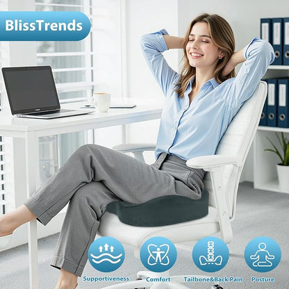 BlissTrends Extra Thick Seat Cushion for Office Chair & Car Seat,DarkGreen | Tailbone & Sciatica Relief, Ergonomic Support, High-Density Memory Foam, Comfort for Extended Sitting