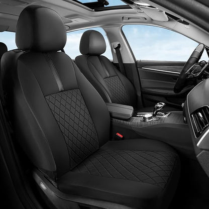 Coverado Car Seat Covers Full Set, Automotive Leather Seat Covers for Car，Universal Fit Front Back Seat Cover, Non-Slip Waterproof Breathable Car Seat Protector