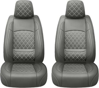 Car Seat Covers Compatible with Hyundai Ioniq 2017-2025 2026 - Waterproof & Breathable Luxury Leather All-Weather Seat Cushions Protectors, Airbag Compatible, Only 2 Front seat Covers (Gray)
