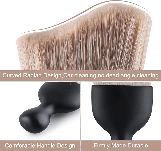 GaRhomxy Car Detailing Brushes, Car Interior Dust Sweeping Soft Brush, Soft Bristles Brush Cleaning Tool for Automotive Dashboard, Air Conditioner Vents, Computer, Scratch Free(Ivory White)