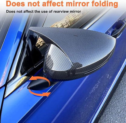 ABS Door Side Mirror Trim Cover Compatible with Honda Civic 11th 2022-2024 Mirror Bullhorn Style Side Mirror Protectors(Carbon Fiberk 2 PCS)