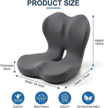 Car Seat Cushion with Back Support for Driving, Ergonomic Support Relief Pad for Auto/Truck/Office, Hollow Ventilation, Anti-Slip Driver Seat Cushion, Washable Cover, 18.1"x17"(Grey)