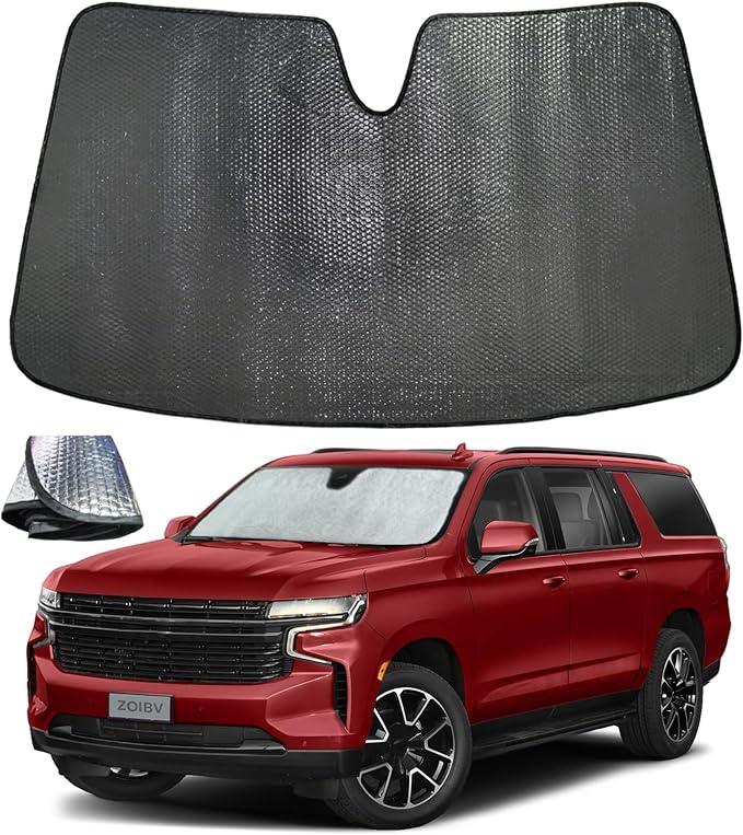 Car Windshield Sun Shade for Chevrolet Suburban 2021-2024 2025 2026, 5-Layer Bubble Foldable Thicken Front Window Sunshade Sun Visor Protection Chevy Accessories - UV Rays & Keep Car Cooler