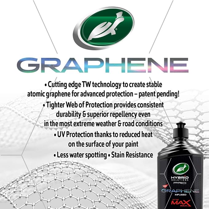 Turtle Wax 53479 Hybrid Solutions Pro to The Max Wax Graphene Liquid Wax, Patent-Pending Advanced Paint Protection, Extreme Gloss High Shine Finish, for Cars Trucks and More, 14 oz. (Pack of 1)