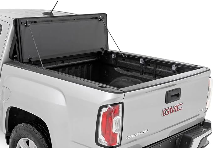 Rough Country Hard Tri-Fold Flip Up Truck Bed Cover for Chevy Colorado & GMC Canyon (2015-2024) - Fits 6' Bed, All-Weather, Flush Aluminum Panels