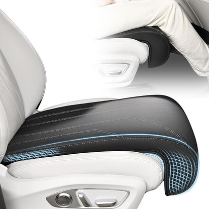 FLORICH Car Seat Extender Leg Extender Support Cushion for Driver Seats Office Chair, Leather Carseat Leg Support for Long Drivers Universal Car Seat Cushion Legs Rest Pads-Warm Black