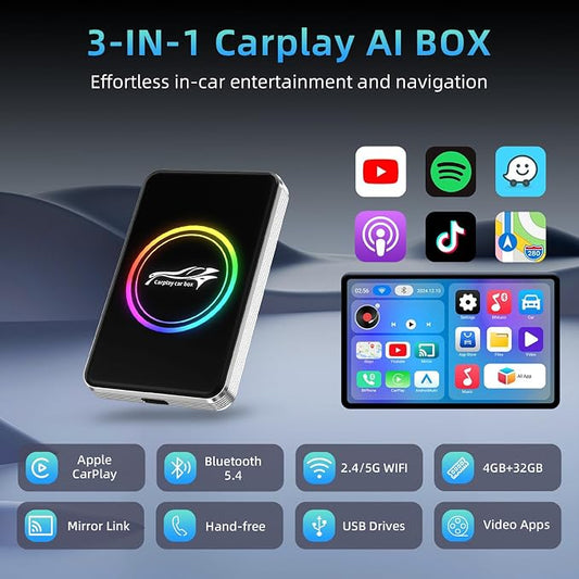 Autolinkr Wireless CarPlay Adapter, Magic AI Box, 3-in-1 for Apple CarPlay & Android Auto Adapter – Plug & Play USB Dongle with Dual WiFi 6, Bluetooth, Fits for OEM Wired CarPlay Cars