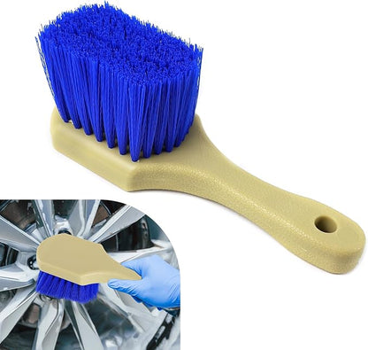 Hovom Car Wash Brush for Tire & Wheel Rim, Soft Bristle Wheel Cleaning Brushes, Short Handle Tire Cleaner Brush Releases Dirt and Road Grime, Universal Car Cleaning Supplies (Dark Blue)