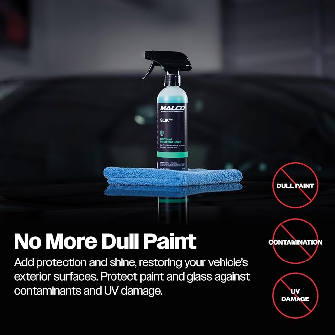 Malco SLIK SiO2 UV Paint Protection + Shine Spray for Vehicles (60-Day Advanced Protection & Shine) - Rejuvenates and Protects Exterior Finishes with Deep Shine/UV and Environmental Shield (264016)