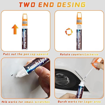 Touch Up Paint Pen for Cars, Car Paint Scratch Repair, 2-In-1 Car Touch Up Paint Fill Paint Pen, Quick & Easy Solution to Repair Minor Automotive Scratches 0.8 fl oz (White)
