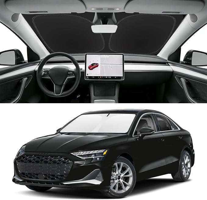 Custom Fit Windshield Sun Shade for Audi A3 2022-2026, Blocks UV & Heat, Front Window Sunshade Accessories, Easy Fold & Store Keep Your Car Cooler