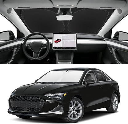 Custom Fit Windshield Sun Shade for Audi A3 2022-2026, Blocks UV & Heat, Front Window Sunshade Accessories, Easy Fold & Store Keep Your Car Cooler