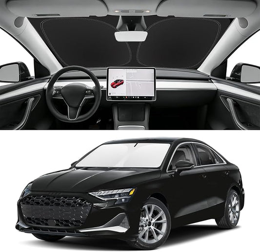 Custom Fit Windshield Sun Shade for Audi A3 2022-2026, Blocks UV & Heat, Front Window Sunshade Accessories, Easy Fold & Store Keep Your Car Cooler