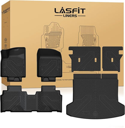 LASFIT Floor Mats & Trunk Mat & Backrest Mats for Acura Zdx 2024 2025 Cargo Mat All Weather TPE Mats Custom Fit Floor Liner for Mdx 1st & 2nd & 3rd Row Car Mats & Cargo Liner, Black, Easy to Clean