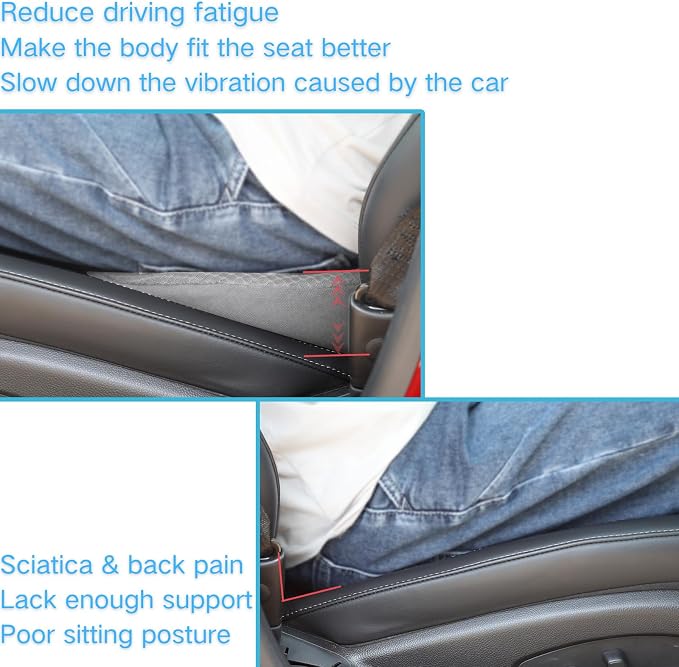 2 in 1 Car Seat Cushion Lumbar Pillow - Comfort Memory Foam Seat Cushion for Driving, Office - Sciatica-Back Pain Relief, Car Cushion for Car, Truck, Office, Wheelchair (Grey)