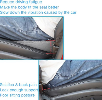 2 in 1 Car Seat Cushion Lumbar Pillow - Comfort Memory Foam Seat Cushion for Driving, Office - Sciatica-Back Pain Relief, Car Cushion for Car, Truck, Office, Wheelchair (Grey)