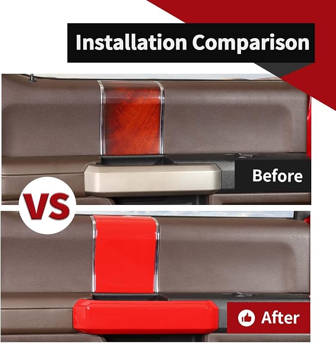 Voodonala for F-150 2015-2020 Interior Door Handle Cover with Door Panel Cover Compatible with Ford F150 2015-2020, F150 Interior Accessories 8Pcs(ABS,Red)