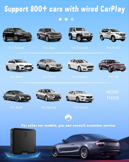 Wireless CarPlay AI Box Adapter, 2-in-1 for iPhone & Android Auto, Support YouTube/Netflix, TF Card Playback, Wired to Wireless, Plug and Play, 5.8GHz WiFi & Bluetooth 5.3